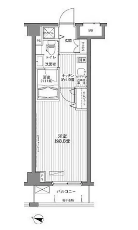 メゾンカルム西新宿 4階階 間取り