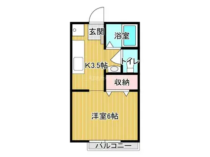 サンライフ松の木B(1K/2階)の間取り写真