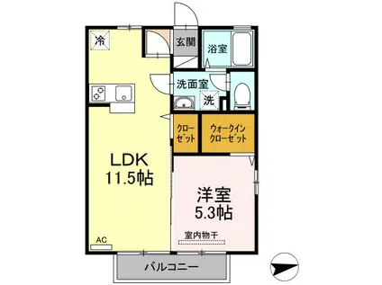 シェルノーブル C棟(1LDK/2階)の間取り写真