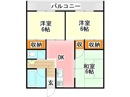 丸野ビル(3DK/4階)の間取り写真