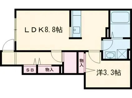 バローニ A(1LDK/1階)の間取り写真