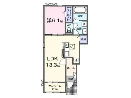 グランリーザI(1LDK/1階)の間取り写真