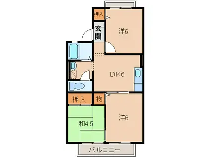 ハイツ彩光(3DK/2階)の間取り写真