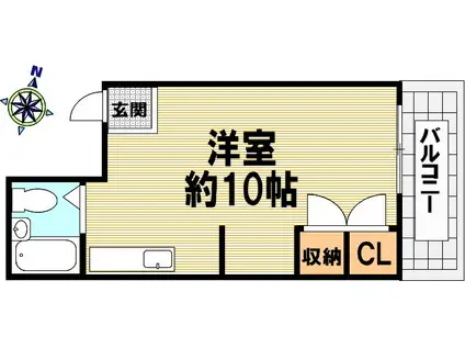 光洋ハイツ(ワンルーム/2階)の間取り写真