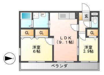 エテルノ デーア(2LDK/1階)の間取り写真