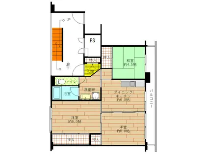 ビレッジハウス小名浜2号棟508(3DK/5階)の間取り写真