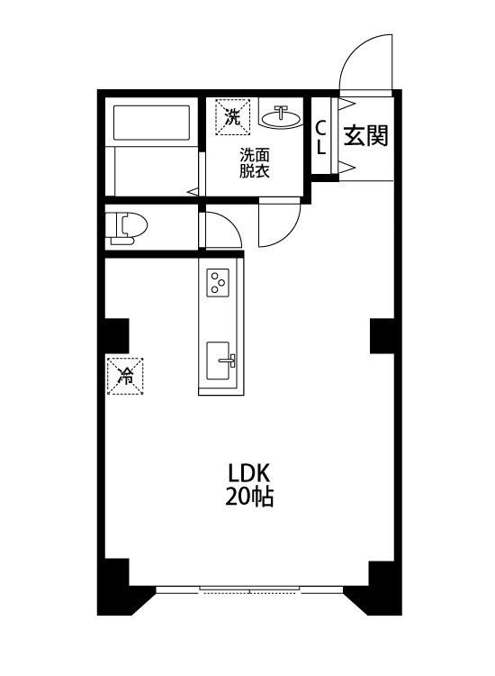 ウエスト STUDIO BLDG(ワンルーム/2階)の間取り写真