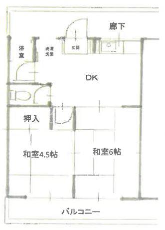 船橋良野マンション(2DK/2階)の間取り写真