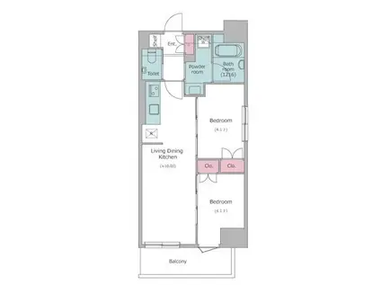 ドゥーエ入谷I(2LDK/10階)の間取り写真