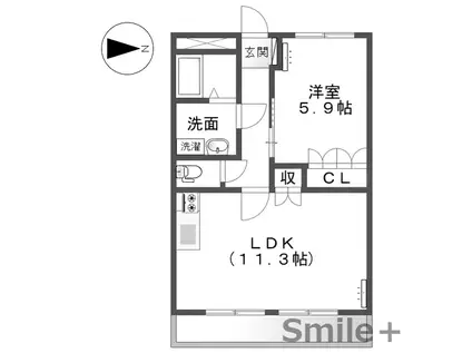 ウエストビレッジ434(1LDK/3階)の間取り写真