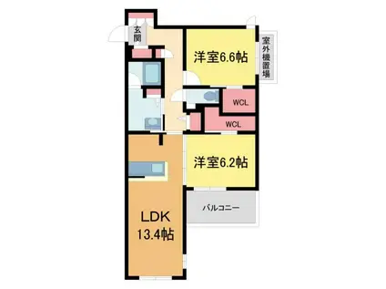 グランメゾン本山(2LDK/2階)の間取り写真