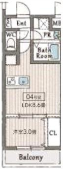 AILE東中浜(1LDK/3階)の間取り写真