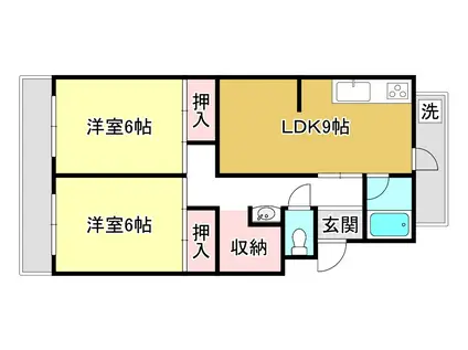 クレスト天神(2LDK/1階)の間取り写真