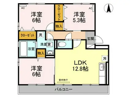 ラーバンコートII番館 (3LDK/3階)の間取り写真
