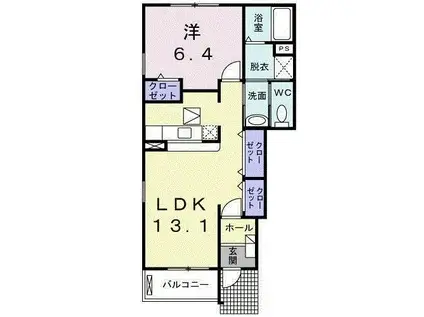 フォレスト K(1LDK/1階)の間取り写真