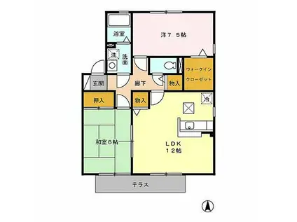 メルベーユドミール(2LDK/2階)の間取り写真