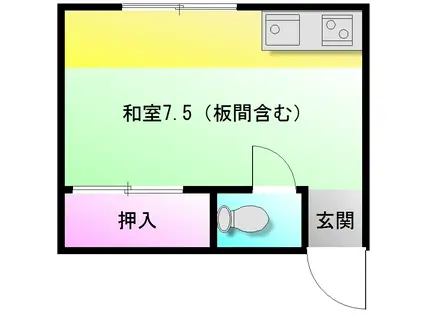 くすの木ハイツ(ワンルーム/1階)の間取り写真