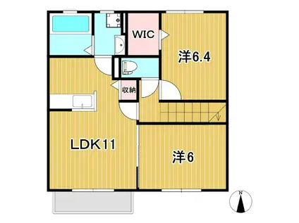 アムール(2LDK/2階)の間取り写真