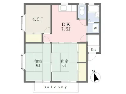 ファミール桂(2K/2階)の間取り写真