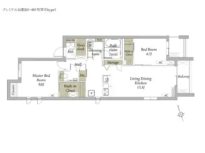 プレミアス本郷(2LDK/3階)の間取り写真