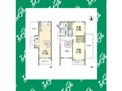 メゾネットミユキ(2LDK/2階)の間取り写真