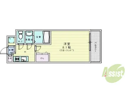 レジディア新大阪(1K/11階)の間取り写真