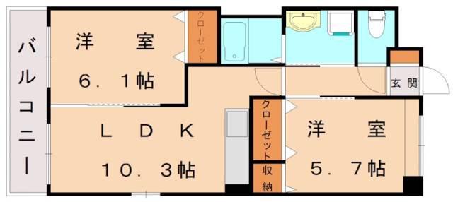 インペリアルコート(2LDK/2階)の間取り写真
