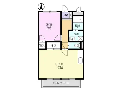 CRYSTAL HILLS(1LDK/2階)の間取り写真