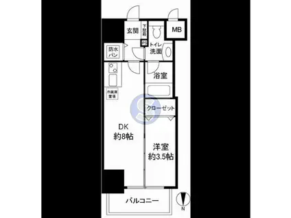 イグレック南本町(1DK/7階)の間取り写真