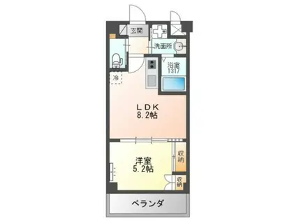 RIKI RESIDENCE(1LDK/2階)の間取り写真