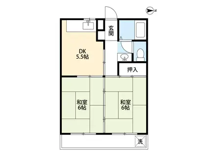 メゾンドゥ田園A棟(2DK/3階)の間取り写真