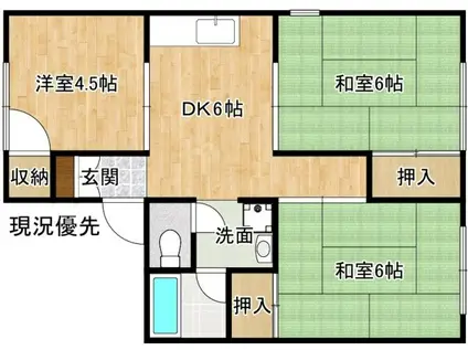 ルナコーポ東津田(3DK/1階)の間取り写真