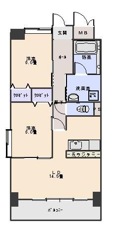 LA RIVIERE(2LDK/2階)の間取り写真