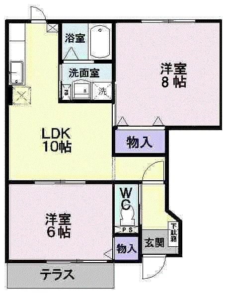 アスペンベールB(2LDK/1階)の間取り写真
