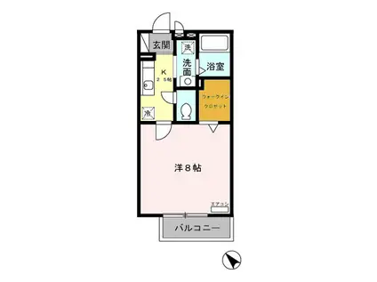 グリーンベール(1K/2階)の間取り写真