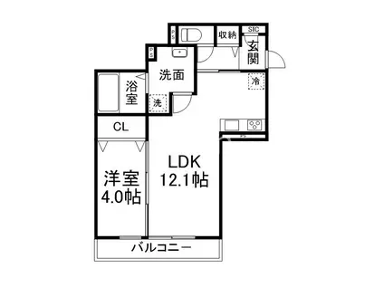 吉祥院宮ノ東マンション(1LDK/1階)の間取り写真
