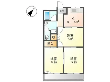 リバティハイツA(3K/2階)の間取り写真