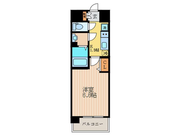 プレサンス京都二条 京華(1K/2階)の間取り写真