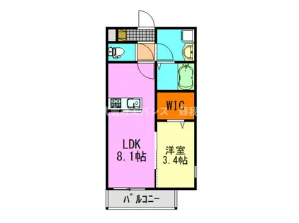 ジーメゾン千葉出洲港ラビアン(1LDK/1階)の間取り写真