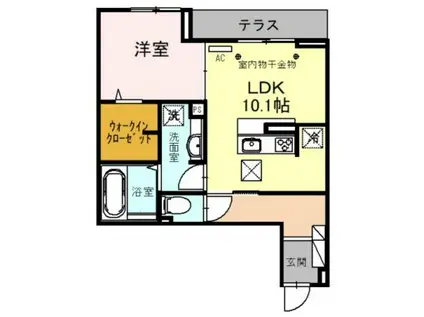ディール上尾(1LDK/1階)の間取り写真