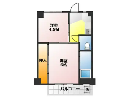 ビレッジハウス今福2号棟(2K/4階)の間取り写真