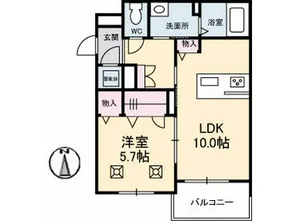 ベレオ白金坂(1LDK/2階)の間取り写真