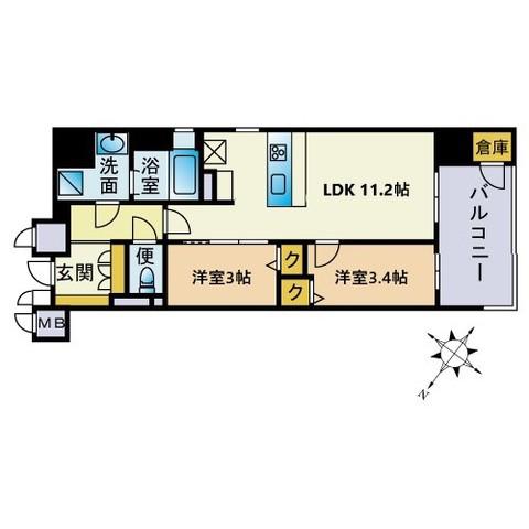 JP NOIE 天神南(2LDK/6階)の間取り写真