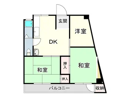 マンション朝霧2号館(3DK/4階)の間取り写真