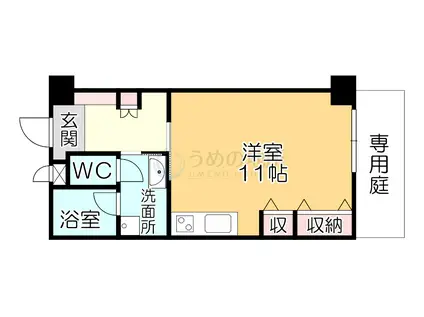 ザ・ライフ南久留米スタイル(ワンルーム/1階)の間取り写真