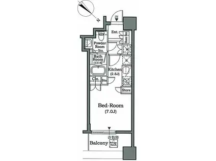 ホライズンプレイス赤坂(ワンルーム/3階)の間取り写真