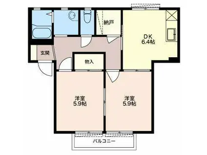 クレイドルY(2DK/1階)の間取り写真