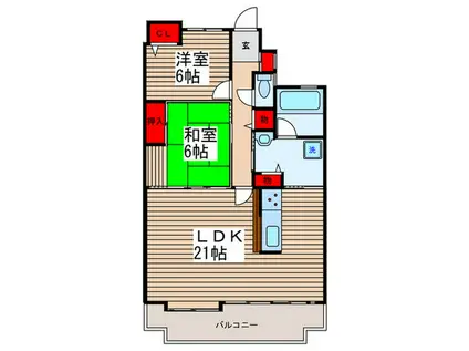 グランヴィラージュ(2LDK/4階)の間取り写真