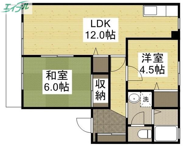 ディアスハート95(2LDK/1階)の間取り写真