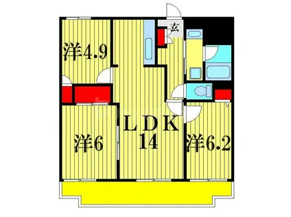 フジヴェール法蓮寺山(3LDK/2階)の間取り写真